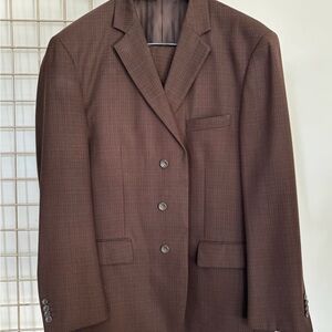 Brown Suit with Notched Lapel and Textured Fabric